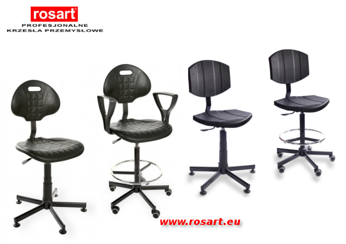 krzesła przemysłowe obrotowe, warsztatowe, szwalnicze, laboratoryjne, linia pur